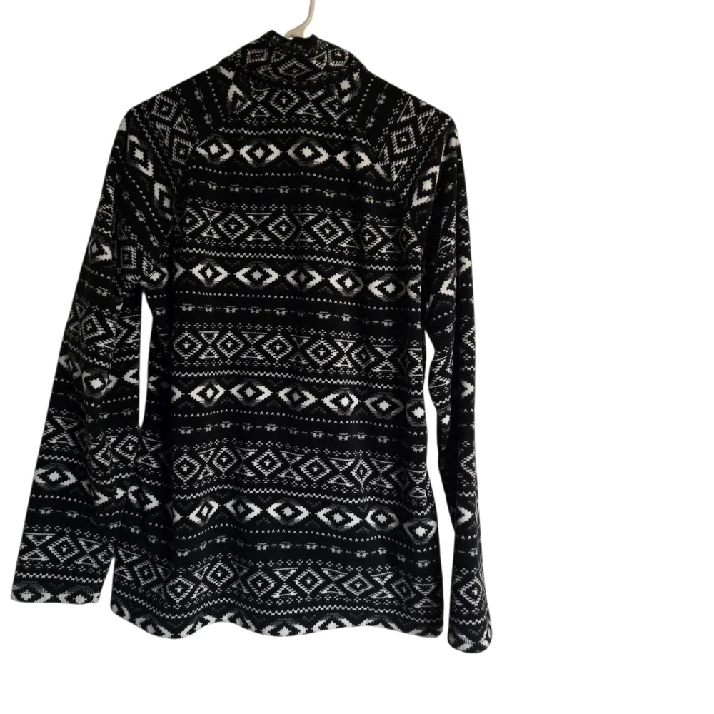 Eddie Bauer Black and White Womens Aztec Quarter Zip XL - Picture 3 of 5